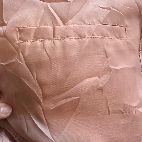 Vintage 80's EVR Pink Silk Striped Oversized Full Zip Sports Bomber Jacket M - Picture 8 of 10